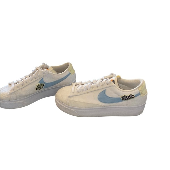 Nike Blazer Low Platform Next Nature White Blue butterfly caterpillar sneakers - Picture 5 of 14